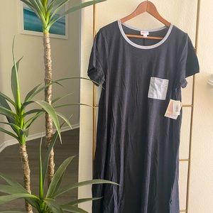 LulaRoe Large Carly dress mini stripe